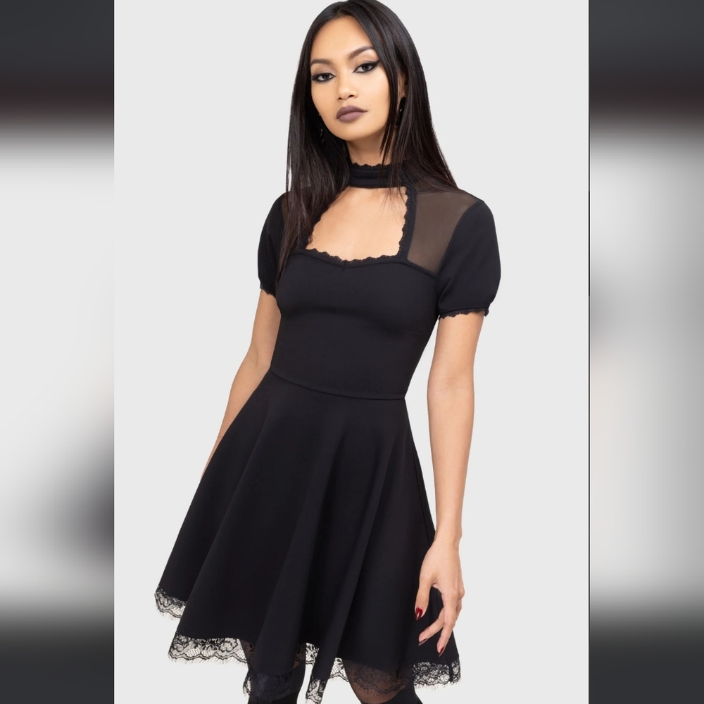 Killstar Black Mini Dress with Lace Trim draculana dress